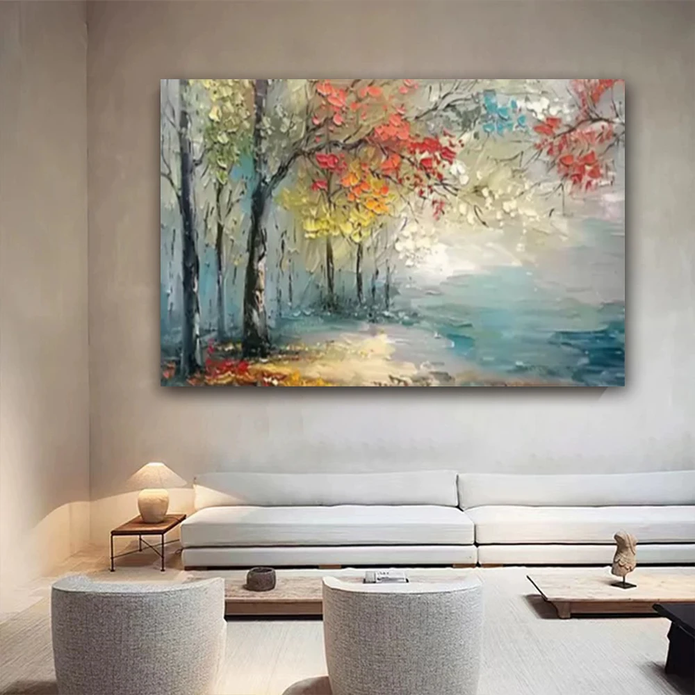 Large scale fashion 3D texture decoration mural handmade landscape oil painting canvas modern art texture painting home decorati