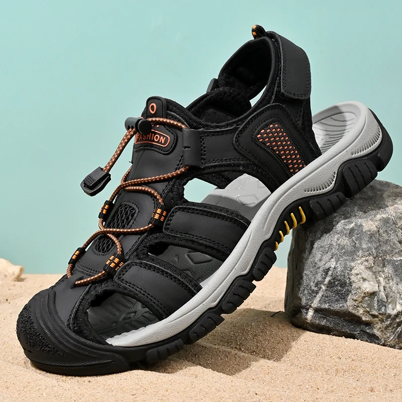 Größe 38-46 Sommer hochwertige Herren Sandalen Echt leder Masculino tragen widerstands fähige Jungen Strands chuhe Mode lässig versand kostenfrei