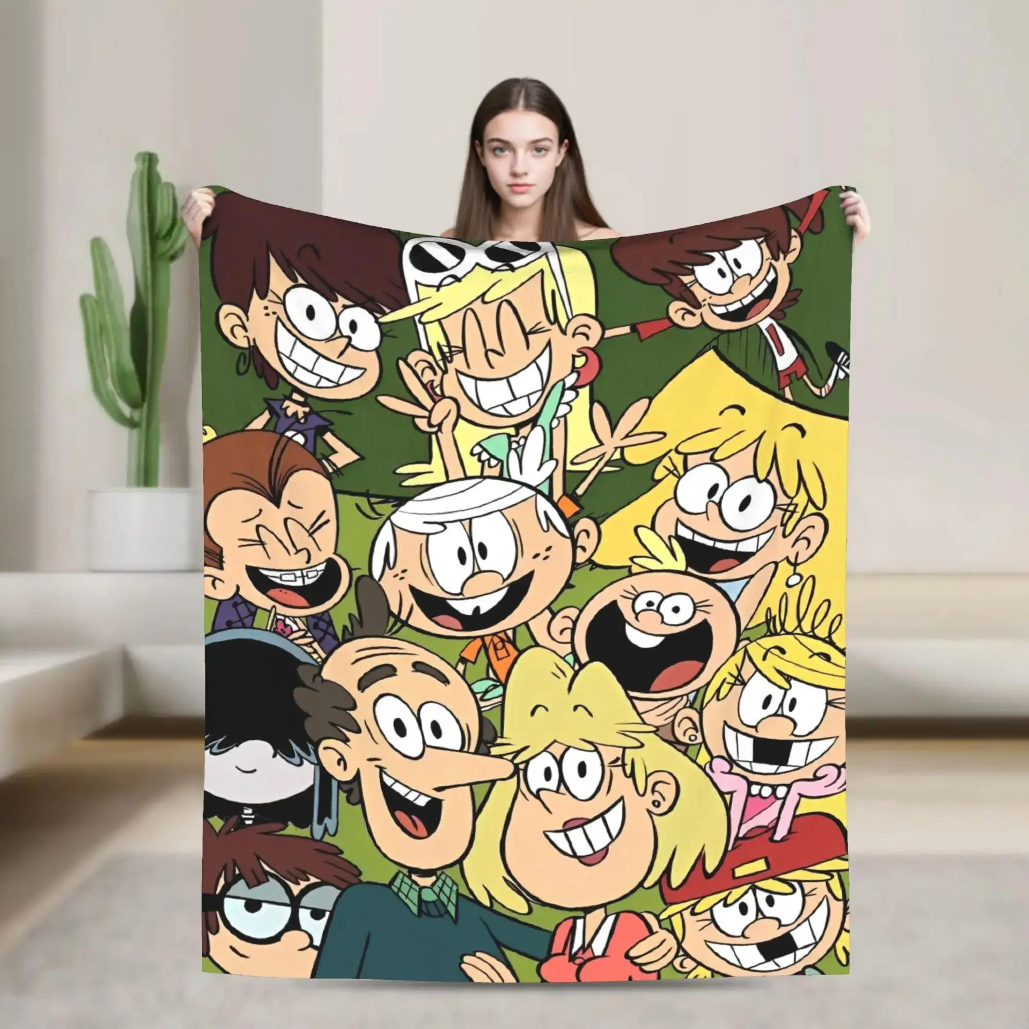 

Мягкое флисовое одеяло-плед LLoud Houses Family Cartoon для дивана, кровати, пикника, с возможностью индивидуального дизайна
