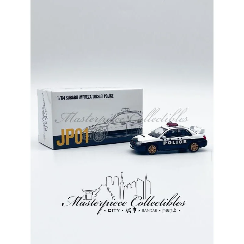 MC64 1:64 Impreza WRX STI 2006 Hawkeye TOCHIGI Japanese Police Car Model Alloy Diorama Collection Miniature Toys