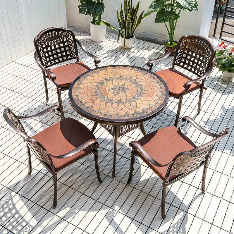 

Outdoor tables and chairs cast aluminum courtyard open-air garden balcony outdoor waterproof and sunscreen coffee