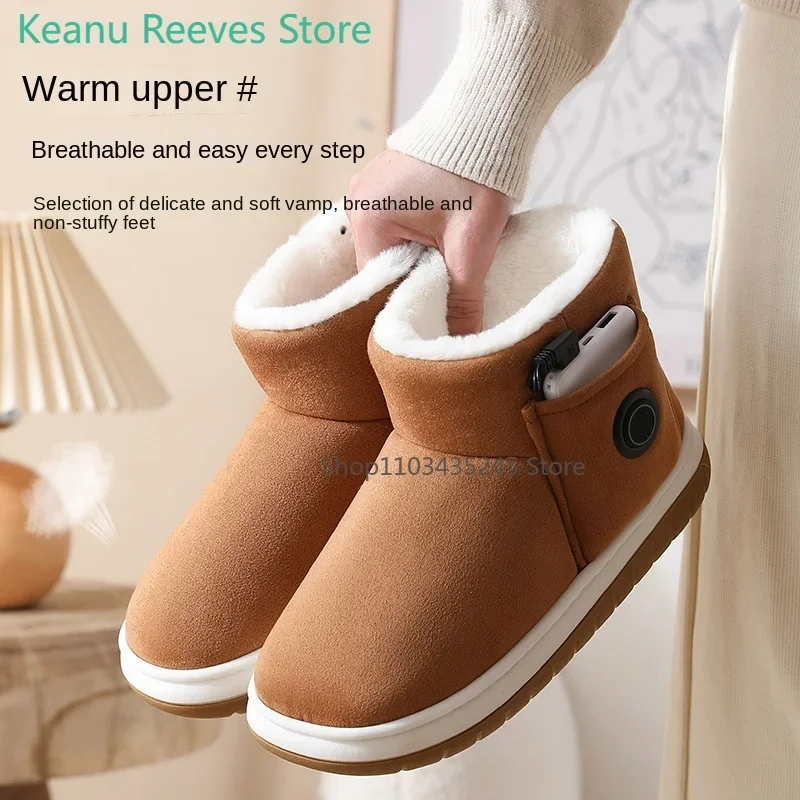 2025 New Graphene Electrothermal Shoes Rechargeable Walking Shoes Feet Warmer Heating Home Shoes Winter Warm Temperature Control