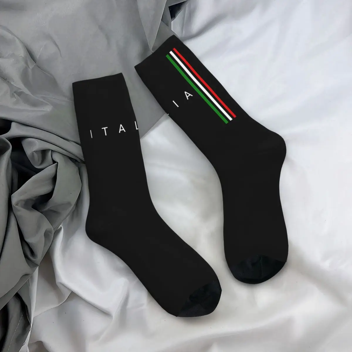 Fashion Italia Basketball Socks Italy Italian Flag Polyester Middle Tube Socks for Women Men Sweat Absorbing