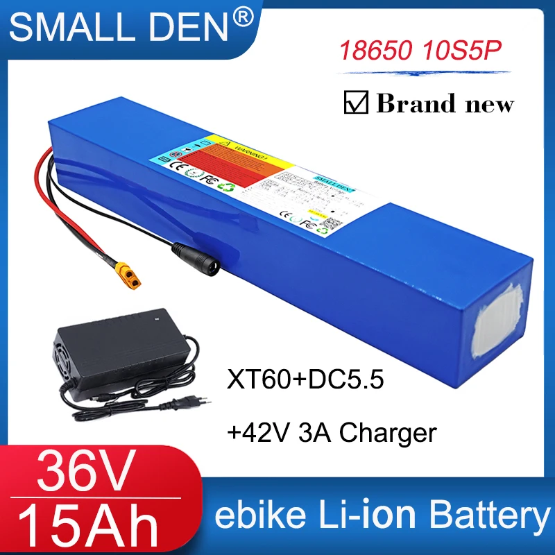 New 36V 15Ah 10S5P Rechargeable Lithium Battery Pack 18650 0-1000W Motor For E-two wheeler/Scooter /Power Tools +42V 3A Charger