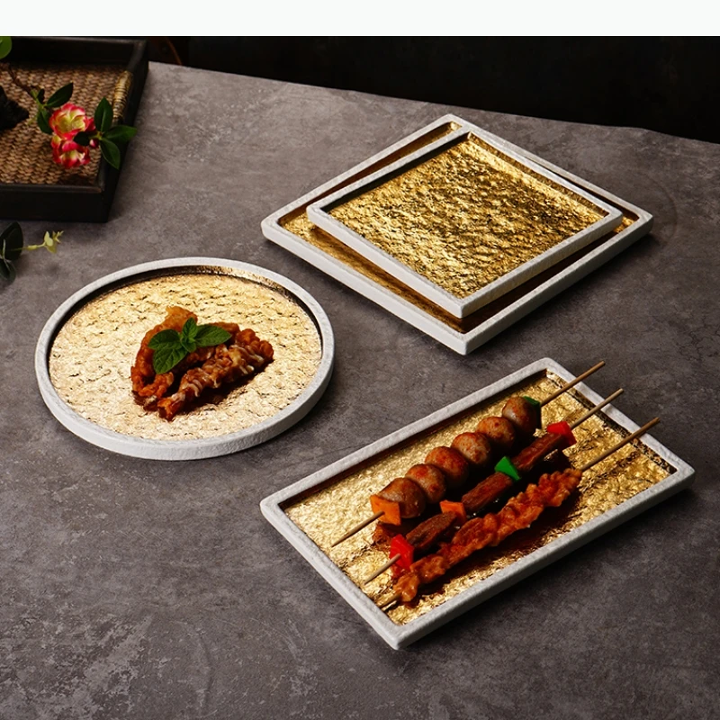 

Ceramics Dining Plate Barbecue Flat Plate Sashimi Plates Western Style Steak Plates Sushi Dish Dessert Dim Sum Dish Tray