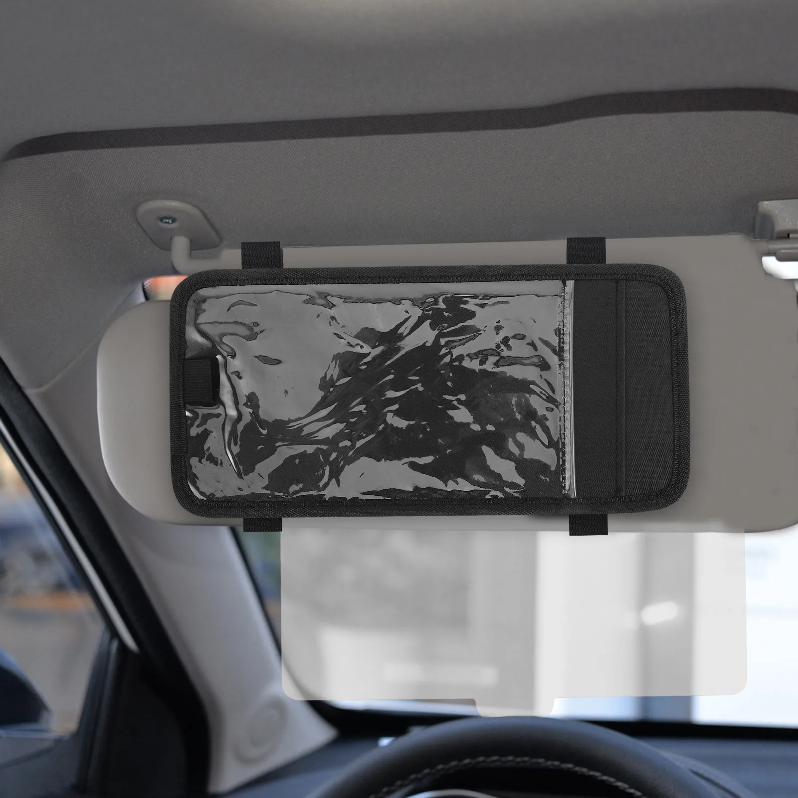 Car Sun Visor Organizer Handicap Placard Holder Multi-Functional Vehicle Storage Pocket for Disabled Permit Cards Notes Pen