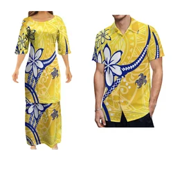 Fiji Island Clothing Polynesian Pattern Custom Couple Suit For Women Puletasi Men'S Shirt Casual Suit Samoa Club Women'S Dress