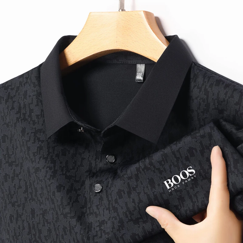 Embroidered New Summer Ice Silk Polo Shirt Men's Short Sleeve Business Casual Thin and Breathable Polo-shirt for Men