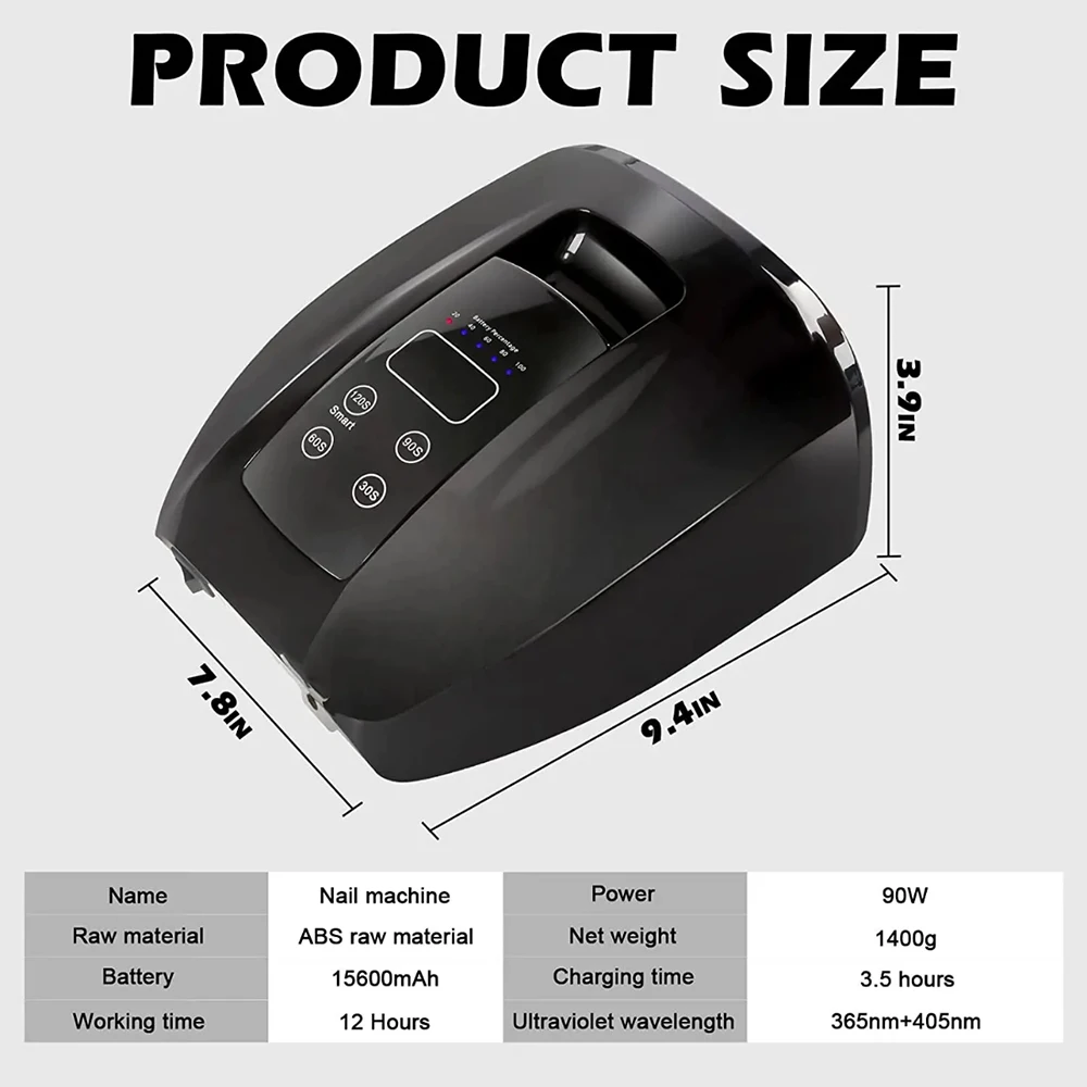 90 واط عالية الطاقة مسمار مصباح قابلة للشحن المهنية الأشعة فوق البنفسجية LED هلام مسمار علاج مجفف ضوء لتقليم الأظافر الاكريليك #5