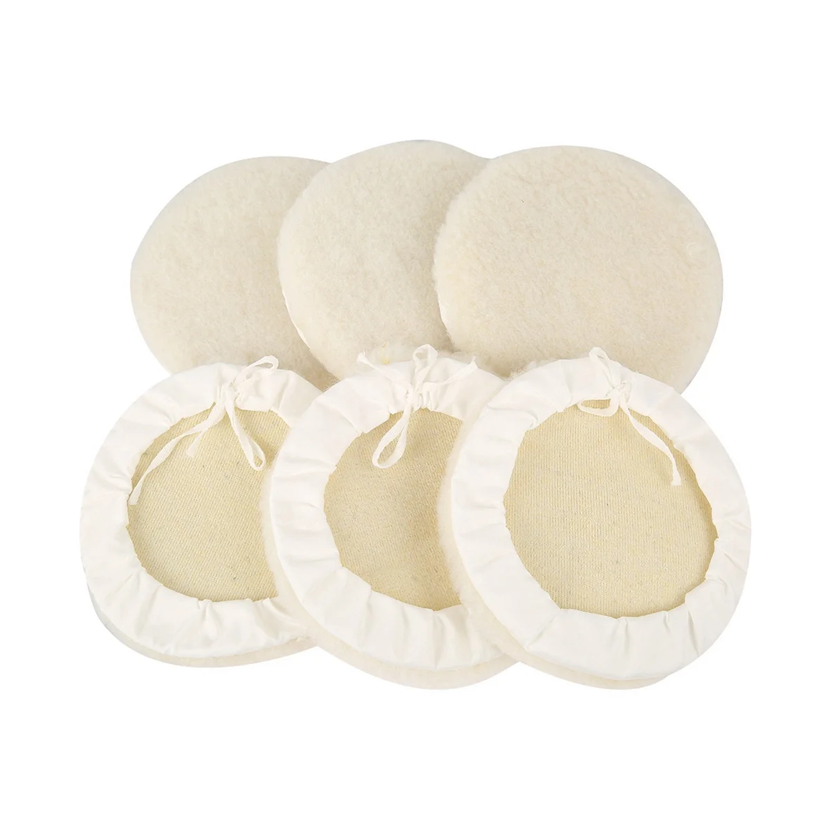 

6 Pieces of 7-Inch Wool-Like Plush Polishing Disc Bundled with Lace-Up Wool Polishing Set Wool Pad Buffer Polishing