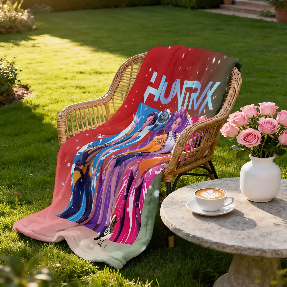 1 قطعة K-Pop شيطان الصيادين المطبوعة الفانيلا بطانية أريكة قيلولة بطانية عادية لينة ومريحة أحجام متعددة قابل للغسل في الغسالة