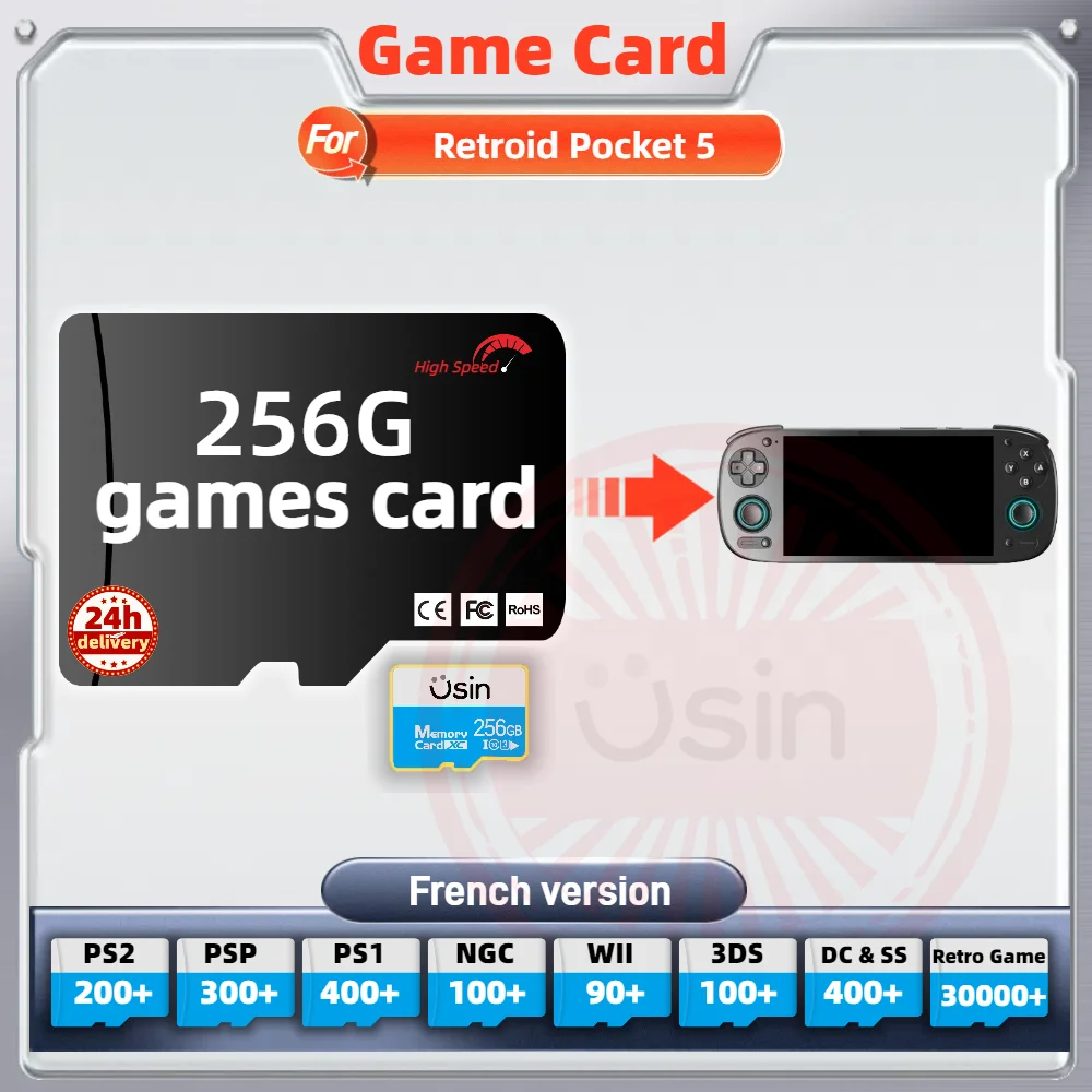 Memory Game Card For Retroid Pocket 5 Mini French version Retro PS2 PSP Games Android Gaming portable Console SD H-SPEED 256G