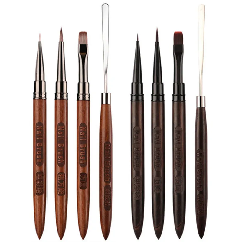 8 نمط خشب الصندل مقبض مسمار رسم فرش ل مانيكير اللوحة التدرج UV هلام تمديد منشئ قلم رسم #5