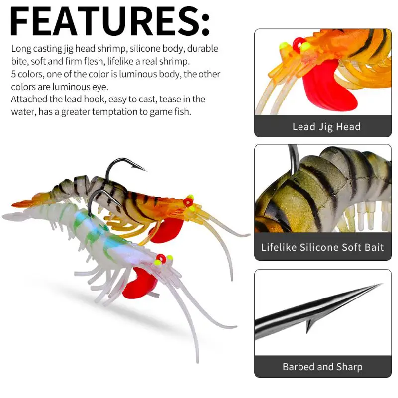 Luya Soft Bait Section Shrimp Bait Wholesale 6g/13g/19g Fishing Accessories Fishing Lures Shrimp Five Section With Lead Drop