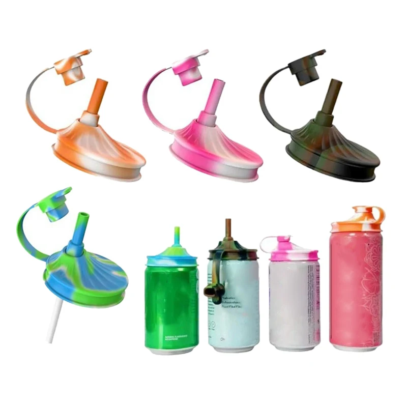 

Soda Can Cover With Straw Creative Sealed Silicone Straw Beverage Can Cover Cup Suitable For Canned Beverage Reusable Tank Cover