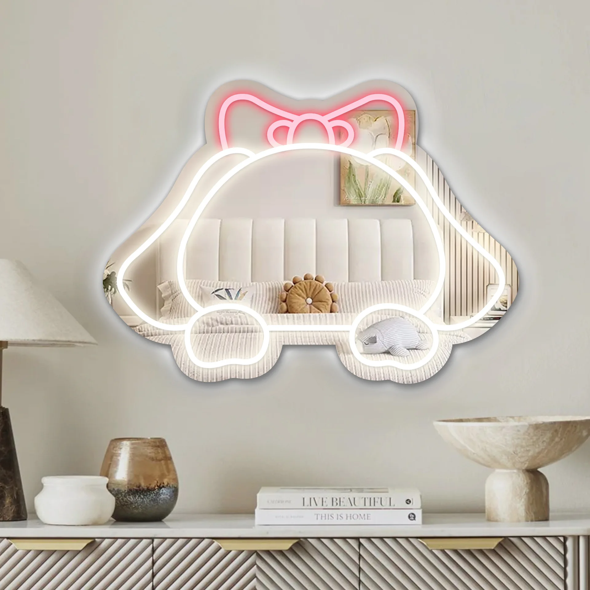 

Sanrio Cinnamoroll Led Mirror Neon Cartoon Anime Mirror Bedroom Room Decoration For Kids Children Girls Habitacion Aesthetic