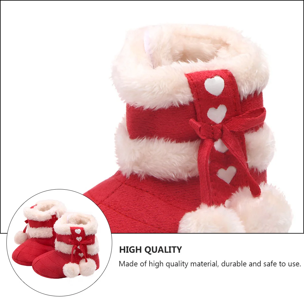 

1Pair Christmas Baby Winter Boots Bowknot Design Soft Cotton Prewalkers Warm Infant Shoes Baby Prewalkers Winter Shoes