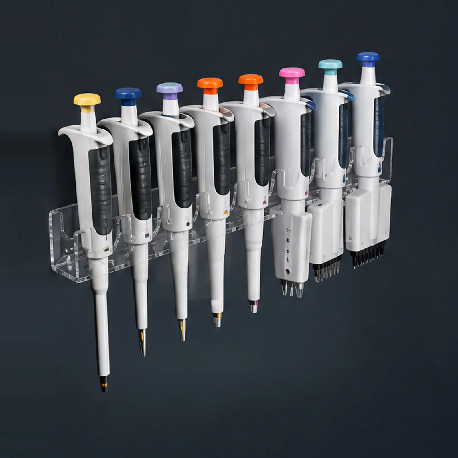 Wall Pipette Rack 8 Slots Space-Saving Laboratory Pipettor Holder Plastic Organizer for Lab Workbench Pipette Holder