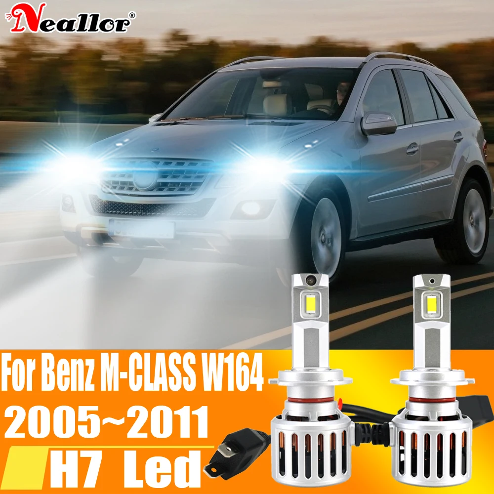 

2pcs High Power H7 Led Light Canbus No Error 6000K White Car Headlight Bulb Diode Lamp 12v 55w For Benz M-CLASS W164 2005~2011