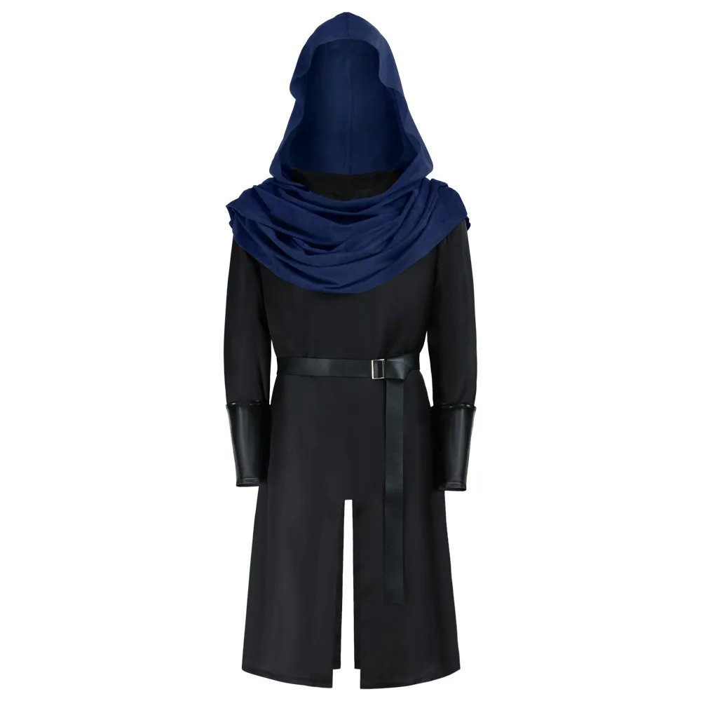 

Средневековые костюмы пирата на Хэллоуин для мужчин, карнавальная вечеринка, рубашка воина, рыцарь, кельтская блузка, халат, накидка, комплект