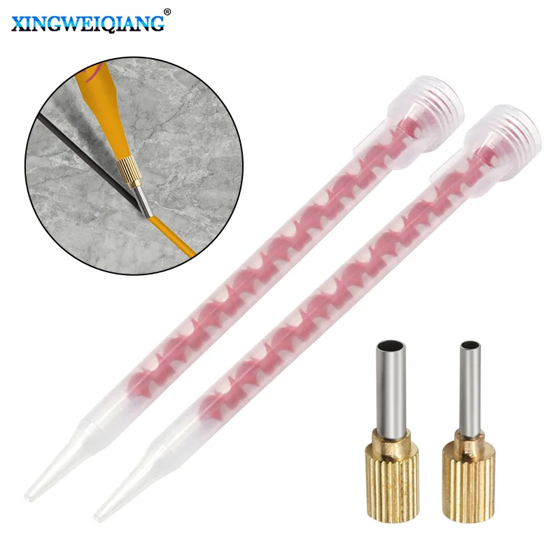 Sealant Tool Set with Sewing Glue Economizing Nozzle Glass Glue Nozzle Positioner Long Glue Spiral Mixing Tube for DIY Crafts