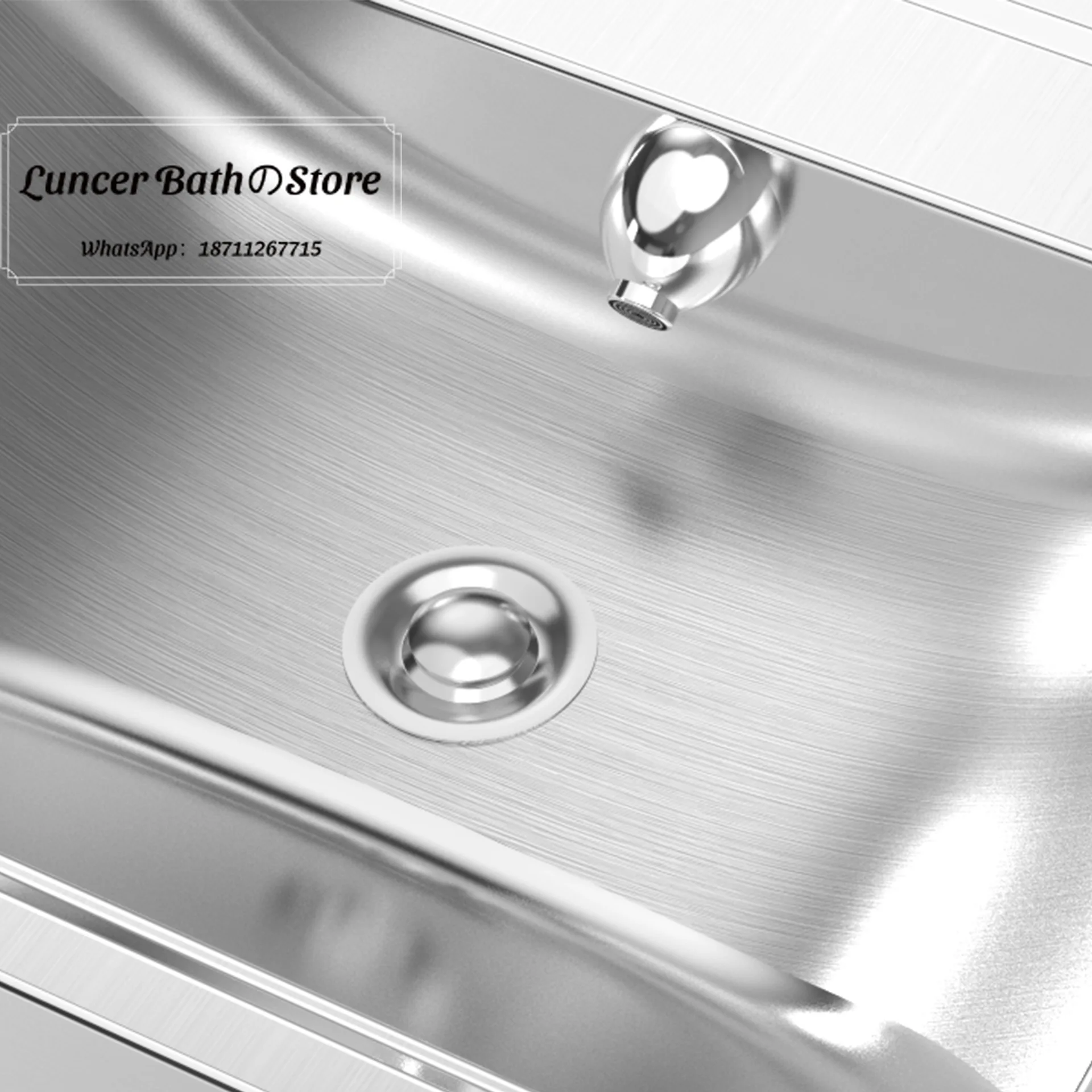 Platform-mounted 304 stainless steel double bowl sink