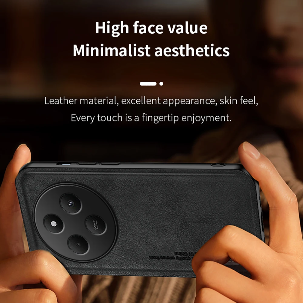 Redmi14C Case Magnetic Holder Retro Leather Texture Phone Cover For Xiaomi Redmi 14C 14 C C14 Redmi14C 4G Camera Protector Shell