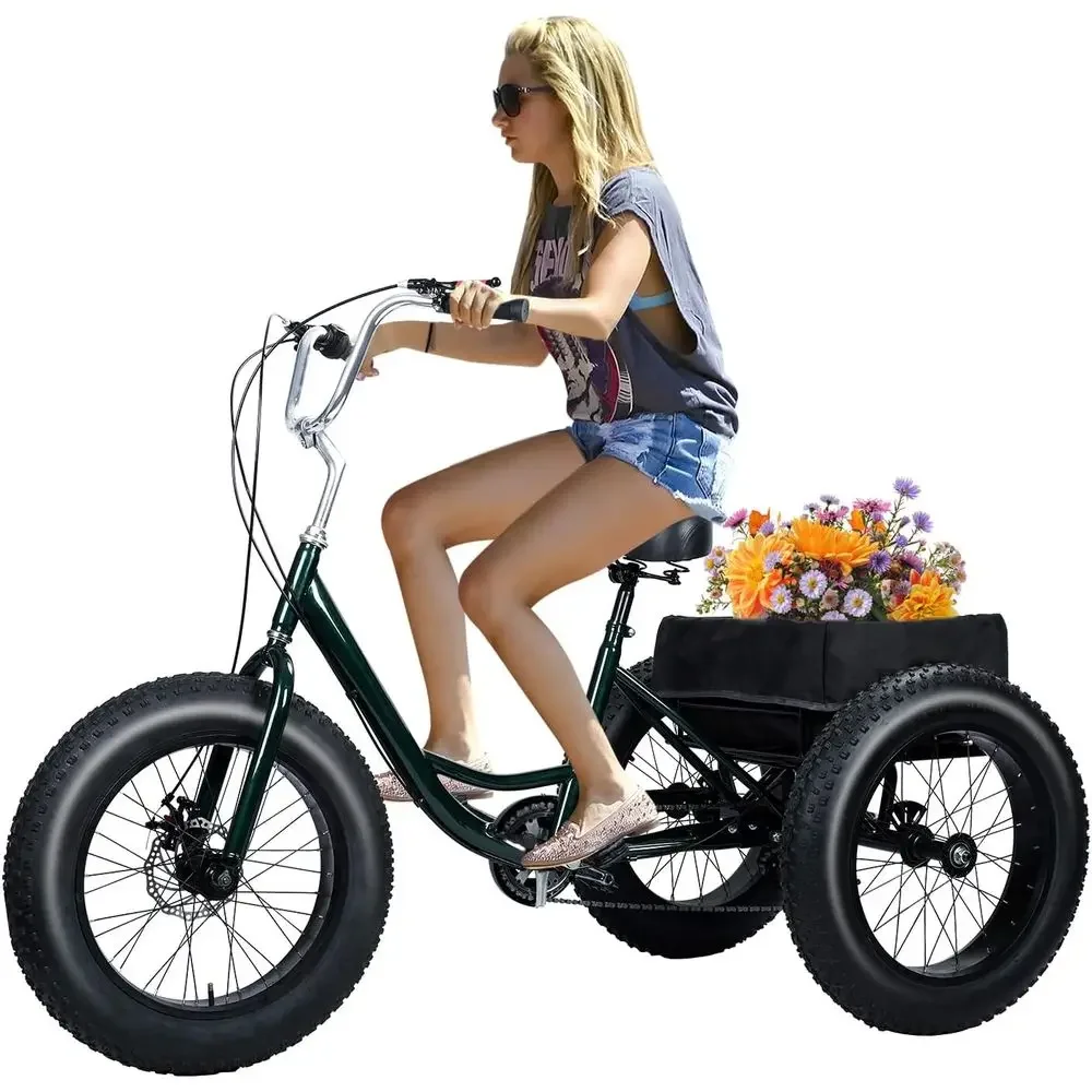 

Adult 20 7-Speed Trike with 450lbs Capacity, Double Disc Brakes, and Shopping Basket