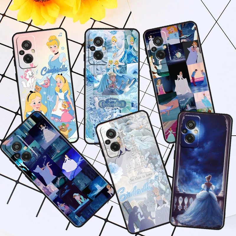 Disney Beautiful Cinderella Black Phone Case For Xiaomi Redmi 10 12 13 C GO K10 30 40 50 60 Pro Gaming ULTRA Shell Soft Cover