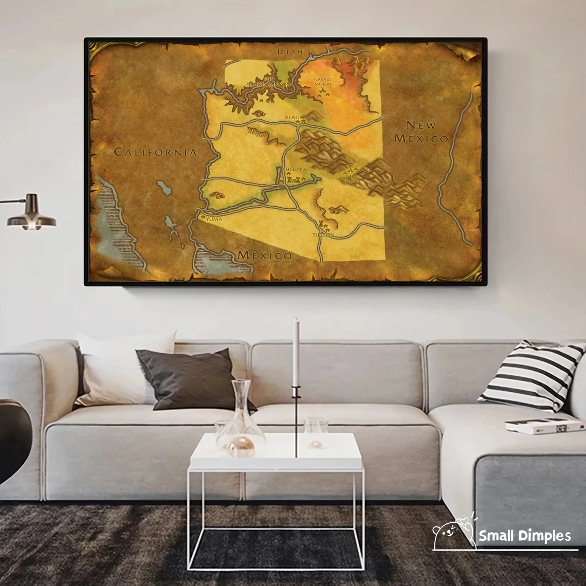 Arizona - World Of Warcraft Style Map Game Poster Canvas Art Print Home Decoration Wall Painting ( No Frame )