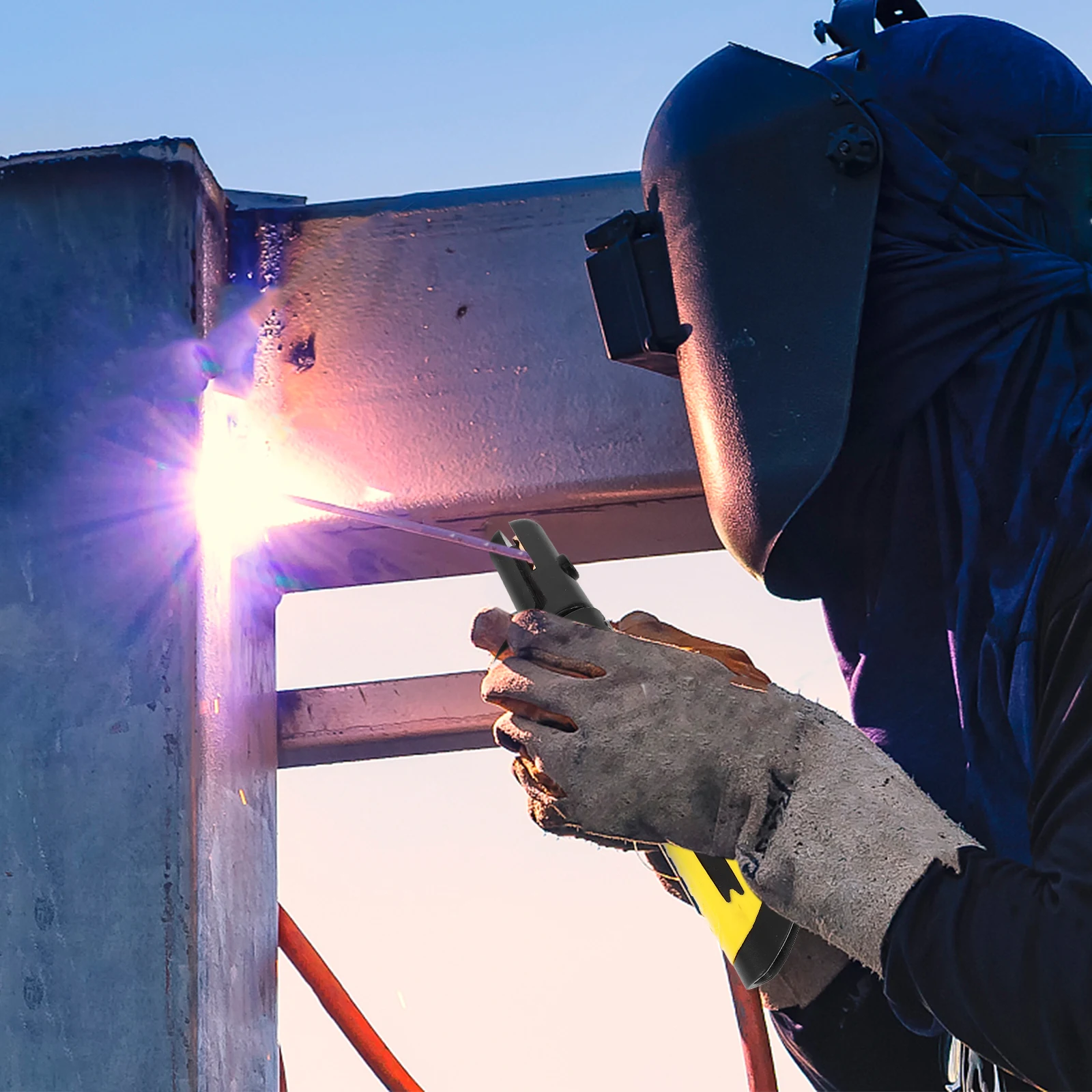 

Heavy Duty Copper Welding Electrode Holder Clamp Jaw Plier For Welders Tool Stick Dual-Color Handle Efficient Current