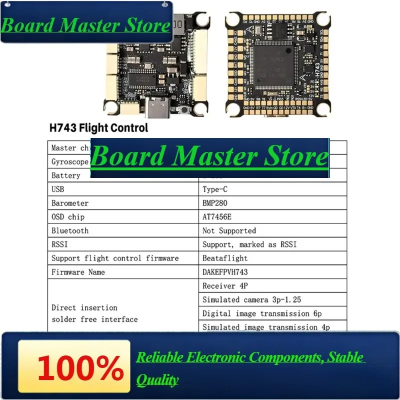 BaMasH743 Flight Stack H743 Flight Control 4in1 70A/80A ESC 3-8S Lipo Dual ICM42688 Gyro 7 UART For RC FPV Racing Drone 70A