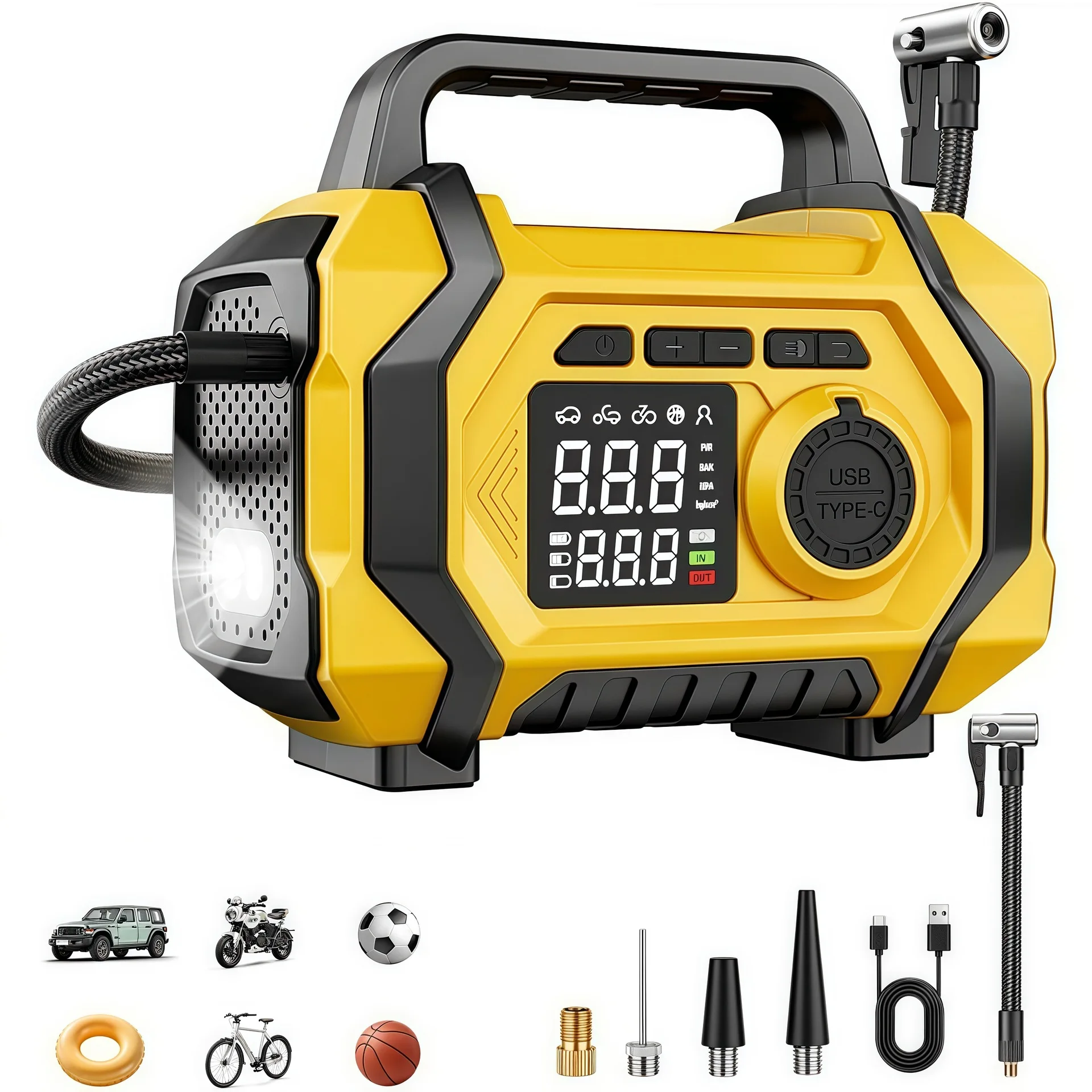 Wireless Car Tire Inflator 4-in-1 Car Jump Starter Power Bank Vacuum Cleaner Portable Electric Air Pump Tyre Inflation