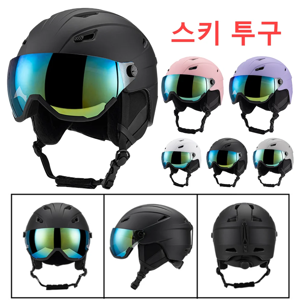 Casque de ski avec lunettes pour hommes et femmes, casque de neige de sécurité, lunettes de ski ajustables, casque de planche à roulettes anti-buée