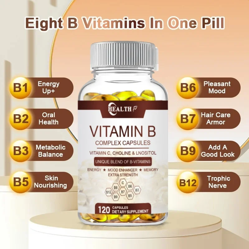 HEALTH Efficient Vitamin B Complex Containing Vitamin C, B1, B2, B3, B5, B6, B12, Biotin Natural Energy Complex