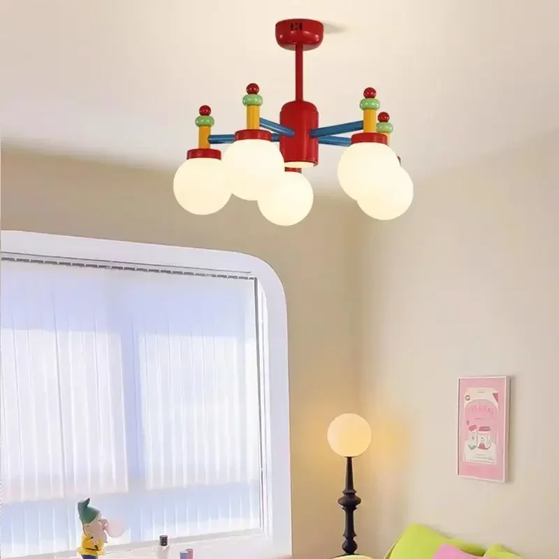 Children's room eye protection pendant light Ancient colored master bedroom chandelier Nordic Study Macaron Lighting Fixtures