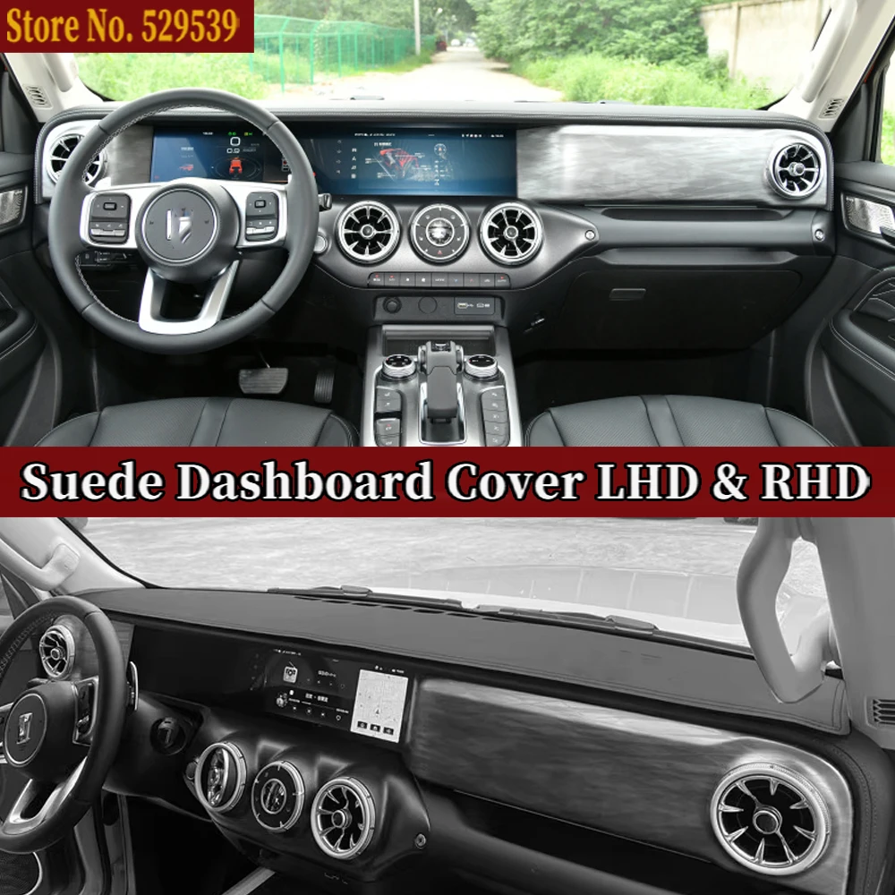 

Car Suede Leather Dashmat Dashboard Cover Pad Dash Mat Auto Accessories for Great Wall Tank 300 Tank300 2022 2023 2024 2025