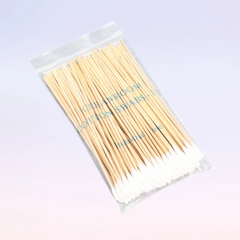 5 confezioni di batuffoli di cotone usa e getta, testa di cotone compresso stretto, manico in legno morbido, applicazione di trucco lungo e sottile, uso per la pulizia dell'orecchio