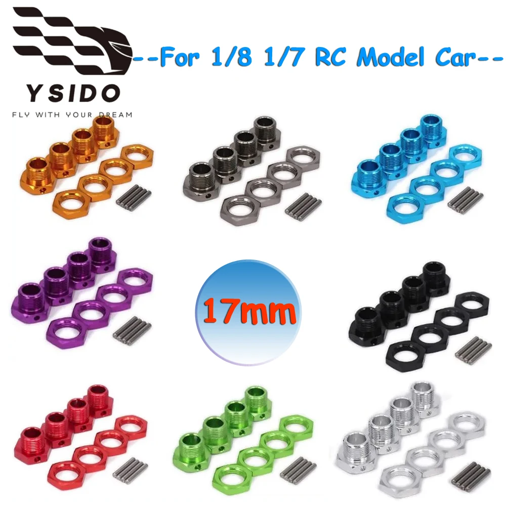 4 Peças Adaptador de Porcas Sextavadas de Alumínio YSIDO 17mm para Carros RC Buggy 1/8 1/7 ZD Racing HPI Redcat LRP TRAXXAS ARRMA HSP 94762 94081