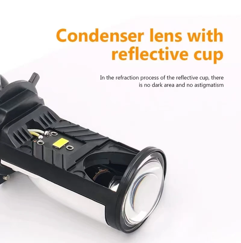 Y6 H4 Projector Lens Headlight H4/9003/HB2 Car LED Headlight Canbus 6000K Hi/Lo Beam Mini Projector Turbo Fan Bulb For Car Motor view 4