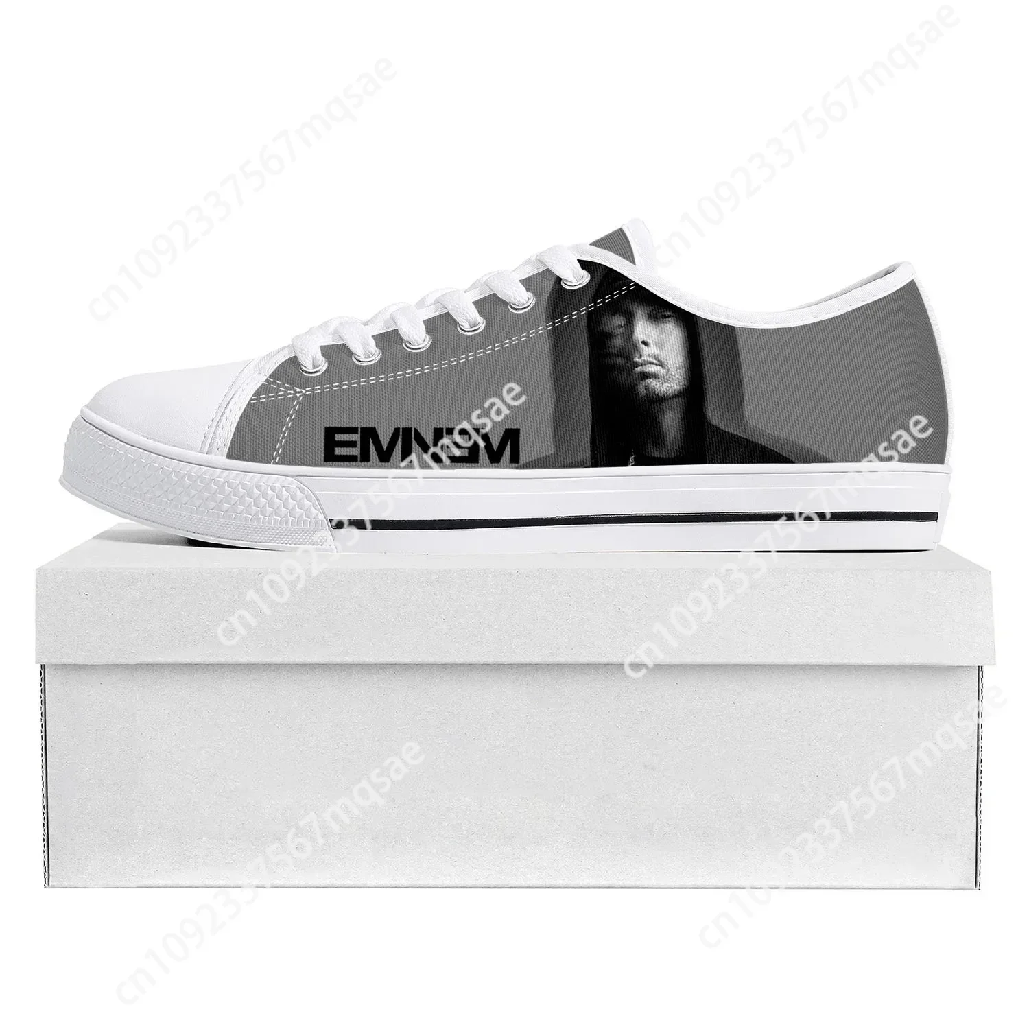 

Eminem Hip Hop Rapper Music Popular Low Top High Quality Sneakers Mens Womens Teenager Canvas Sneaker Couple Shoes Custom Shoe