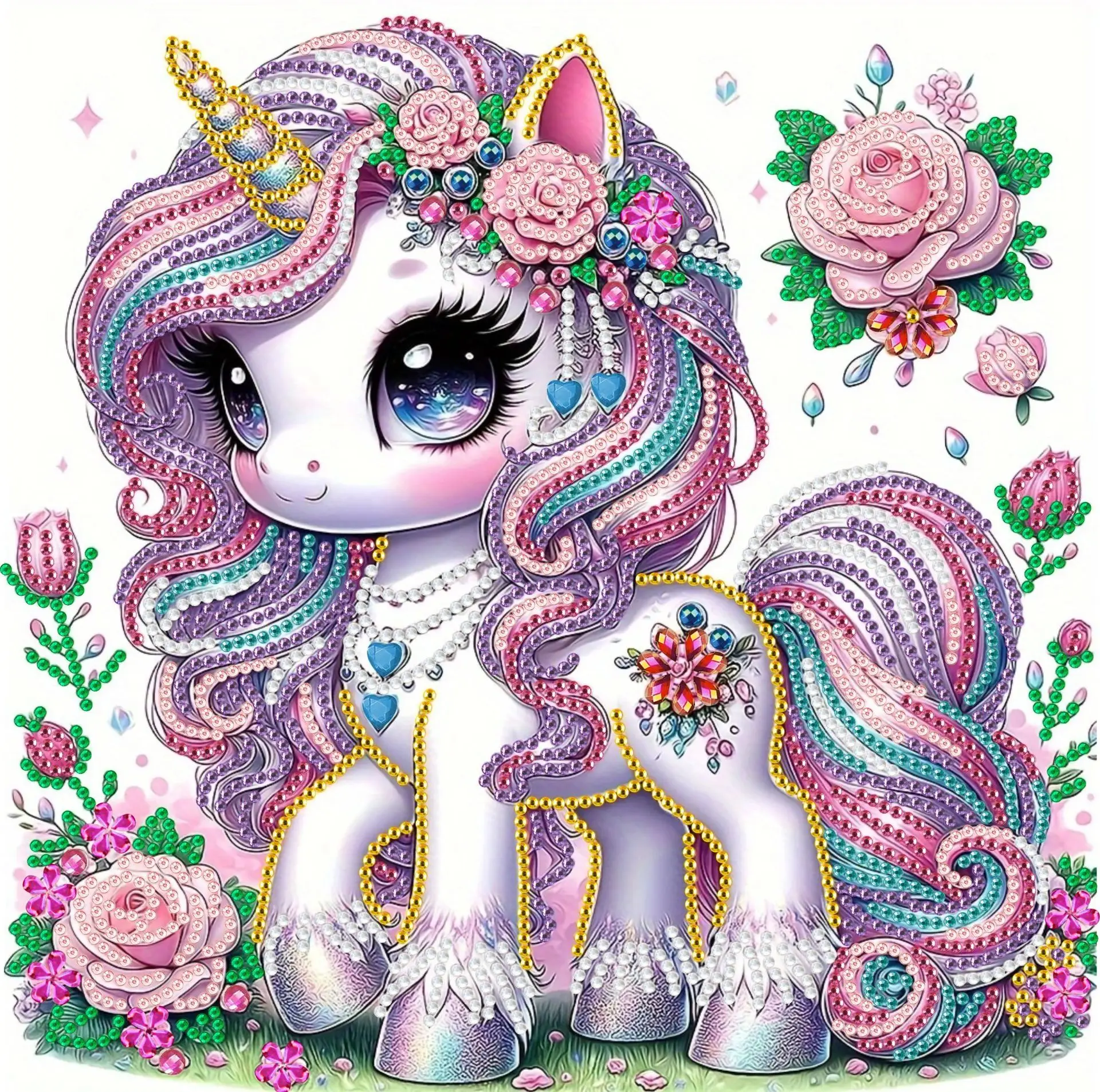 PhotoCustom Diy Diamond Painting Cross Stitch Animal Cute Pony Home Decor Full Rhinestones 5d Special Shape Diamond Embroidery