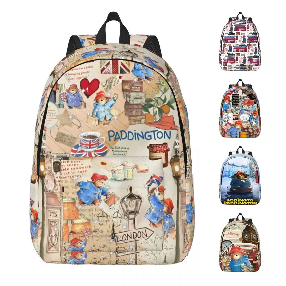 Grã-bretanha paddington urso marrom mochila para homens mulheres estudante caminhadas viagem daypack bonito filme dos desenhos animados faculdade bolsa de ombro presente