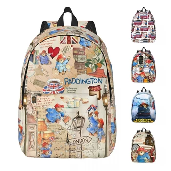Britain Paddington Brown Bear Backpack for Men Women Student Hiking Travel Daypack Cute Movie Cartoon College Shoulder Bag Gift