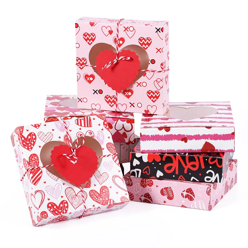 8pcs Paper Love Heart Candy Box Transparent Window Wedding Favors Gifts Packaging Boxes Valentine's Day Birthday Party Decoratio