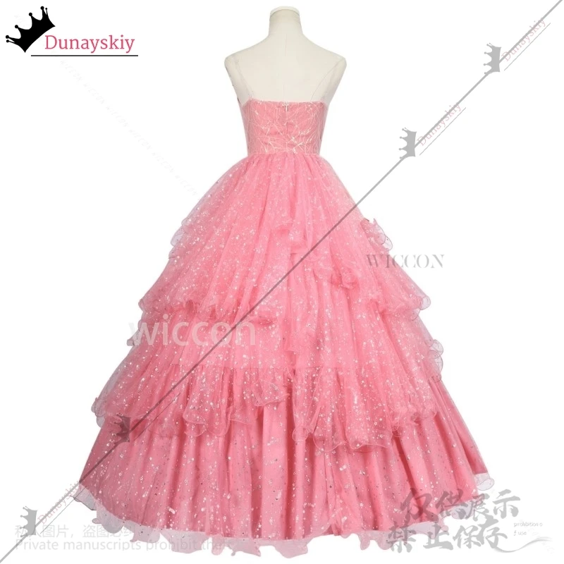 Glinda Wicked คอสเพลย์อะนิเมะภาพยนตร์เครื่องแต่งกาย (XS-3XL) ชุดสีชมพู Lolita กระโปรงวิกผม Halo ต่างหูชุด Roleplay เครื่องแต่งกายฮาโลวีนชุด