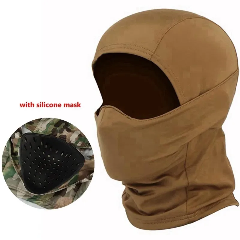 Tactical Silicone Mask Cycling Sunscreen Windproof Headgear Hunting Balaclava Head Hood Silicone Half Face Windproof Headgear