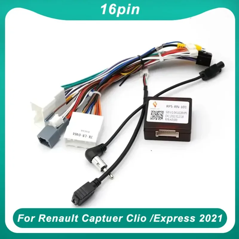 

16 Pin Canbus box Adaptor RP5-RN-101 For Renault Captuer Clio /Express 2021 With Wiring Harness Cable Android Car Radio