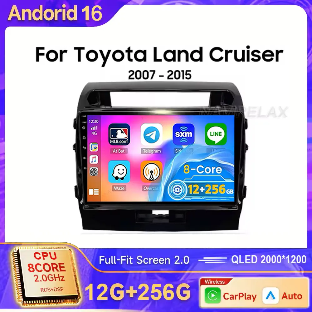 Android 16 Carplay Auto For Toyota Land Cruiser 11 200 2007 2008 2009 2010 2011- 2015 Car Radio Multimedia Player Stereo GPS DSP