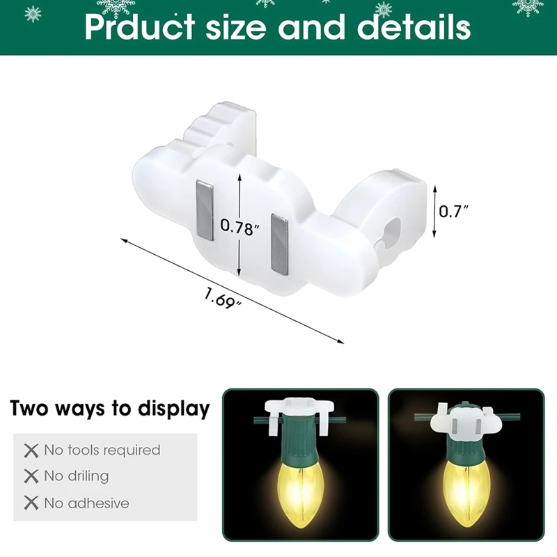 20Pack Starke Magnetische Weihnachten Licht Clips Dach Für C9 Buchse, Dach Im Freien Außerhalb Weihnachten String Seil Verkleidung Zaun